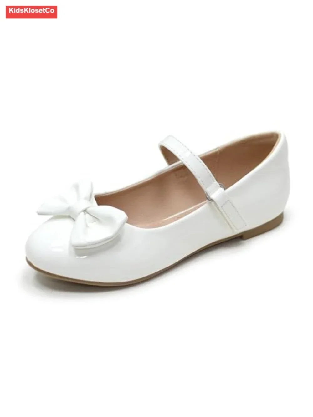 Girls Glitter Mary Jane Ballet Flats with Bow Hook & Loop Closure